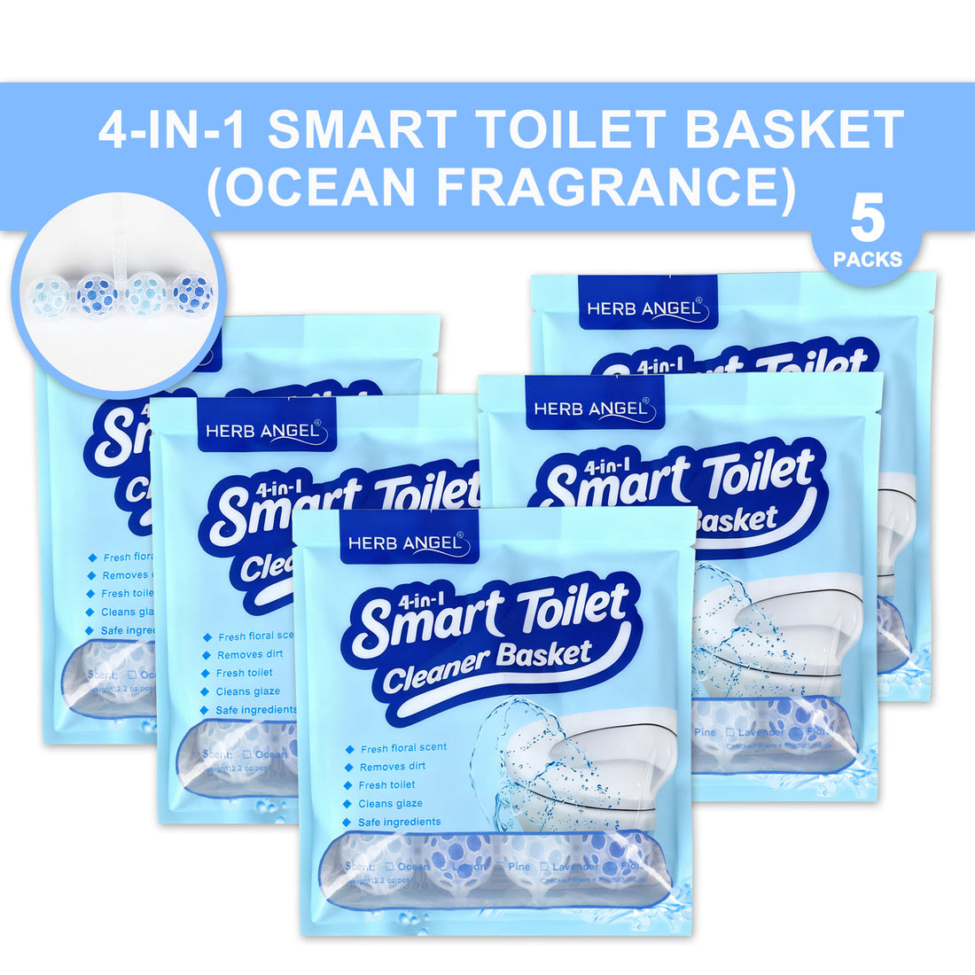 HerbAngel 4-in-1 Smart Toilet Cleaner Baskets