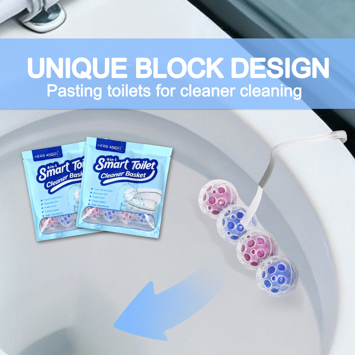 HerbAngel 4-in-1 Smart Toilet Cleaner Baskets