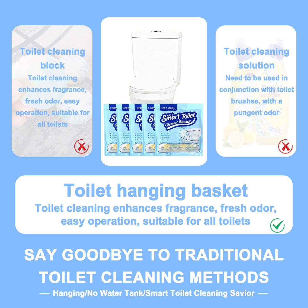 HerbAngel 4-in-1 Hanging Toilet Cleaner Balls