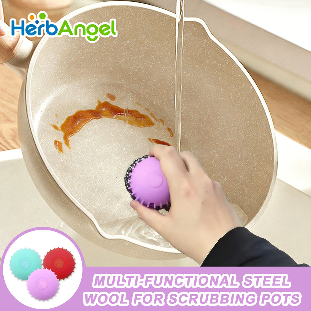 HerbAngel Multi-Functional Steel Wool Scrubber Brush