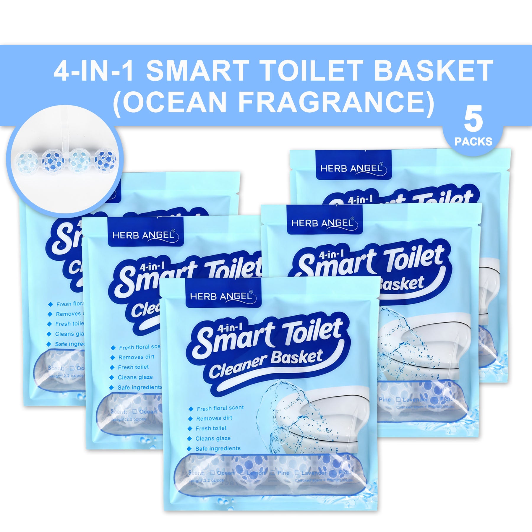 HerbAngel 4-in-1 Smart Toilet Cleaner Baskets