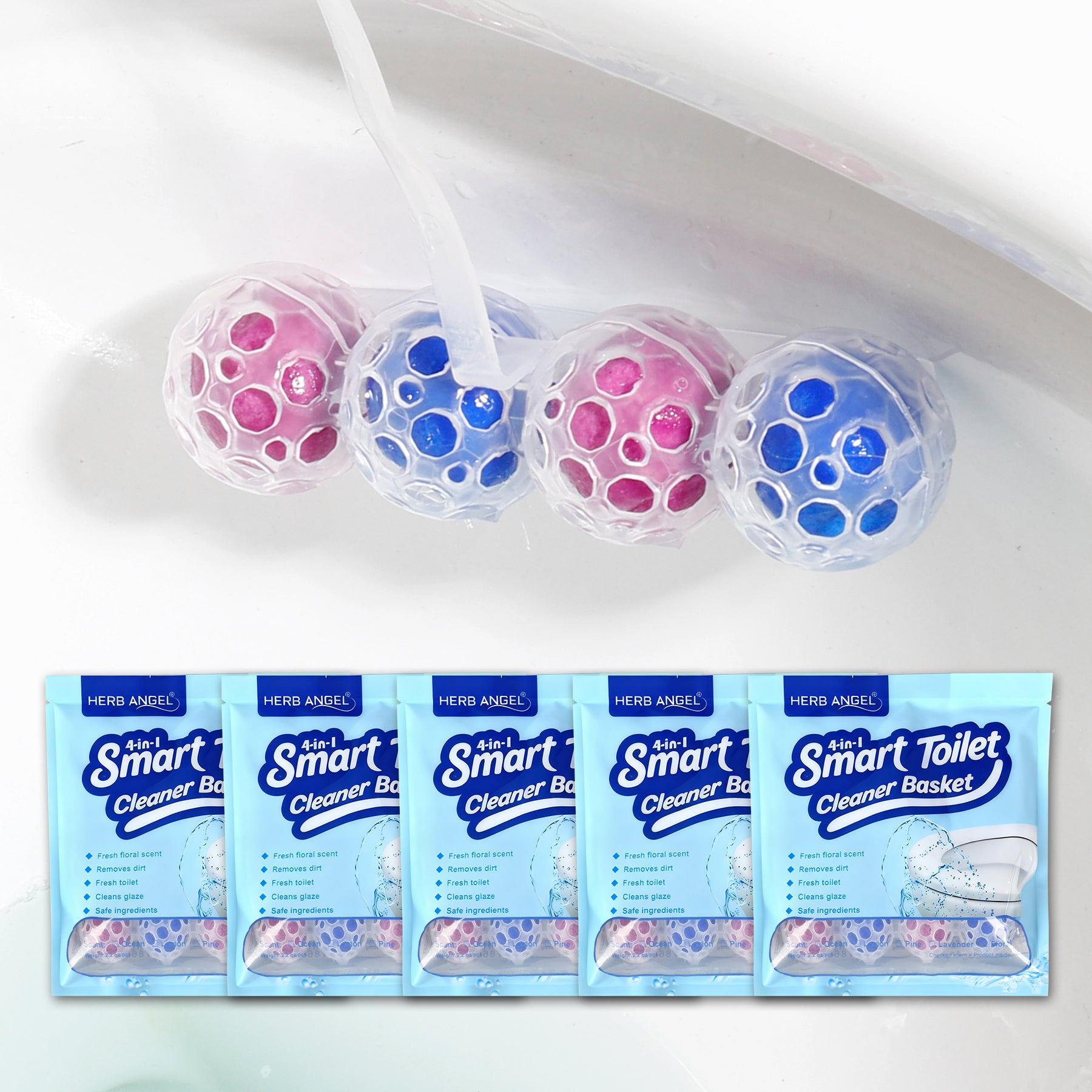 HerbAngel 4-in-1 Smart Toilet Cleaner Baskets