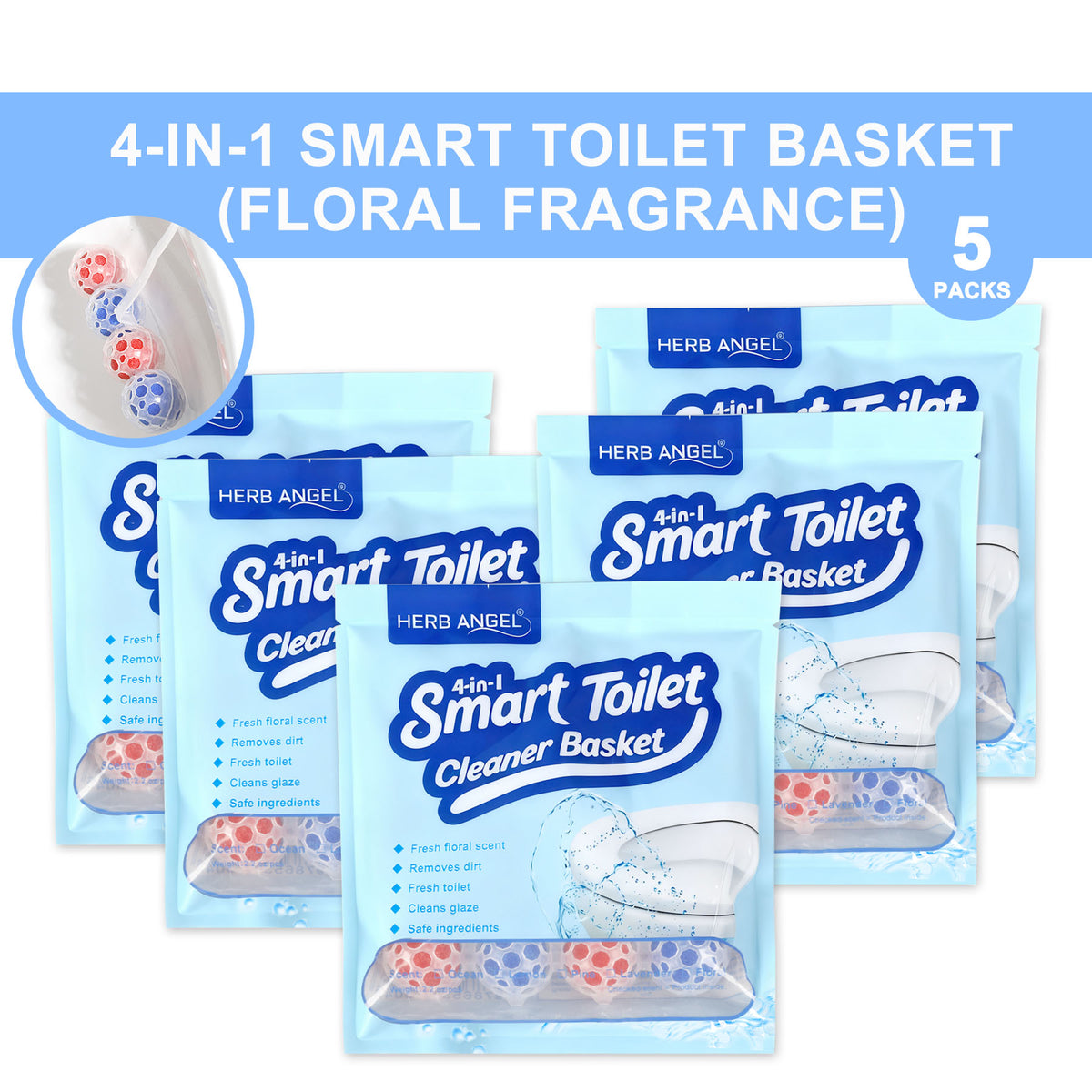 HerbAngel 4-in-1 Smart Toilet Cleaner Baskets