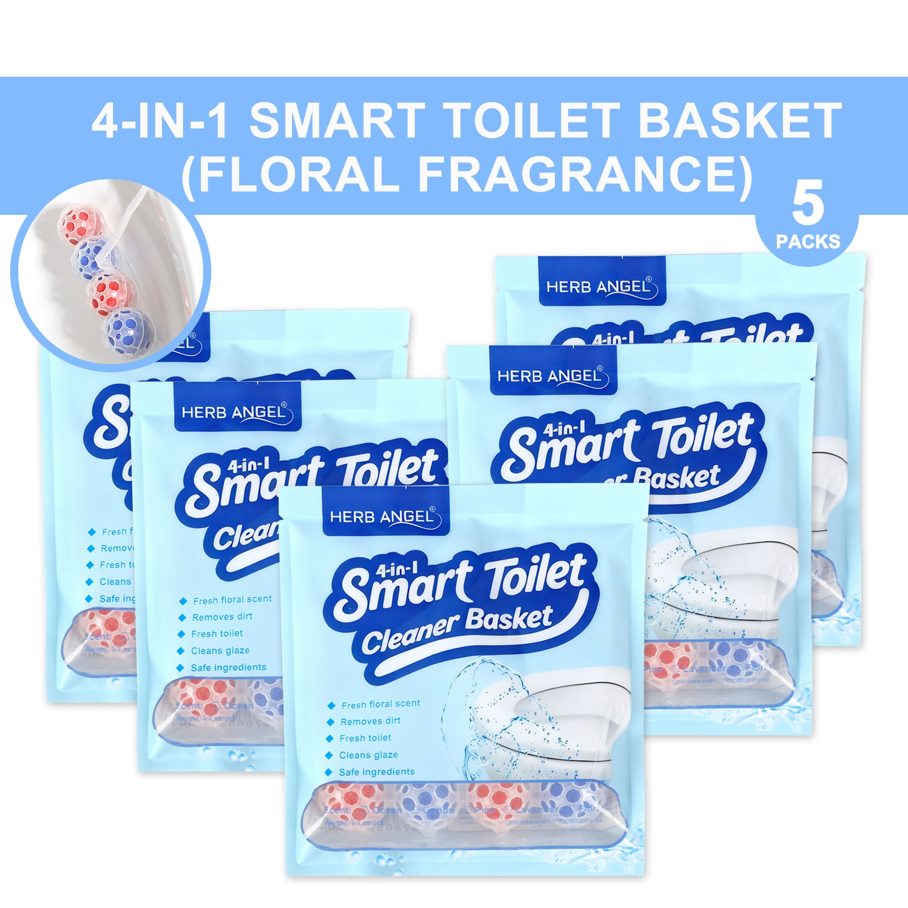 HerbAngel 4-in-1 Smart Toilet Cleaner Baskets