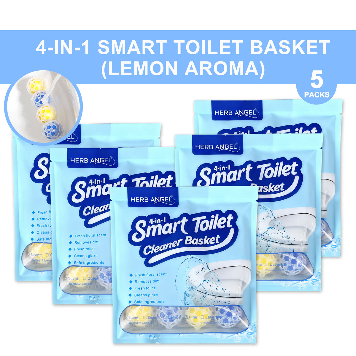 HerbAngel 4-in-1 Smart Toilet Cleaner Baskets