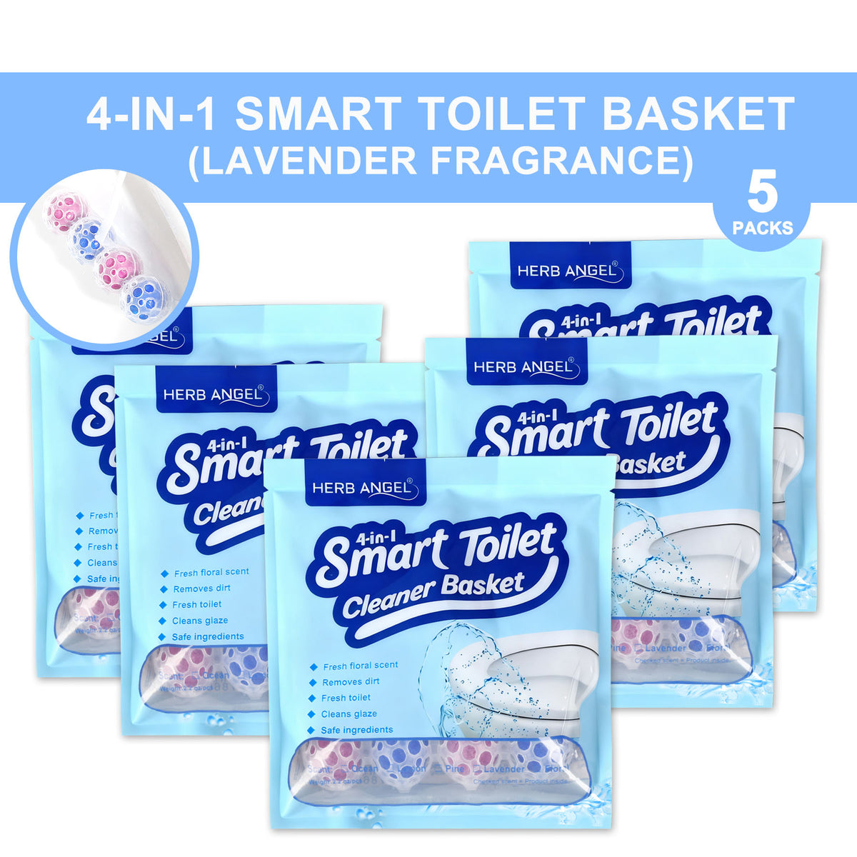HerbAngel 4-in-1 Smart Toilet Cleaner Baskets