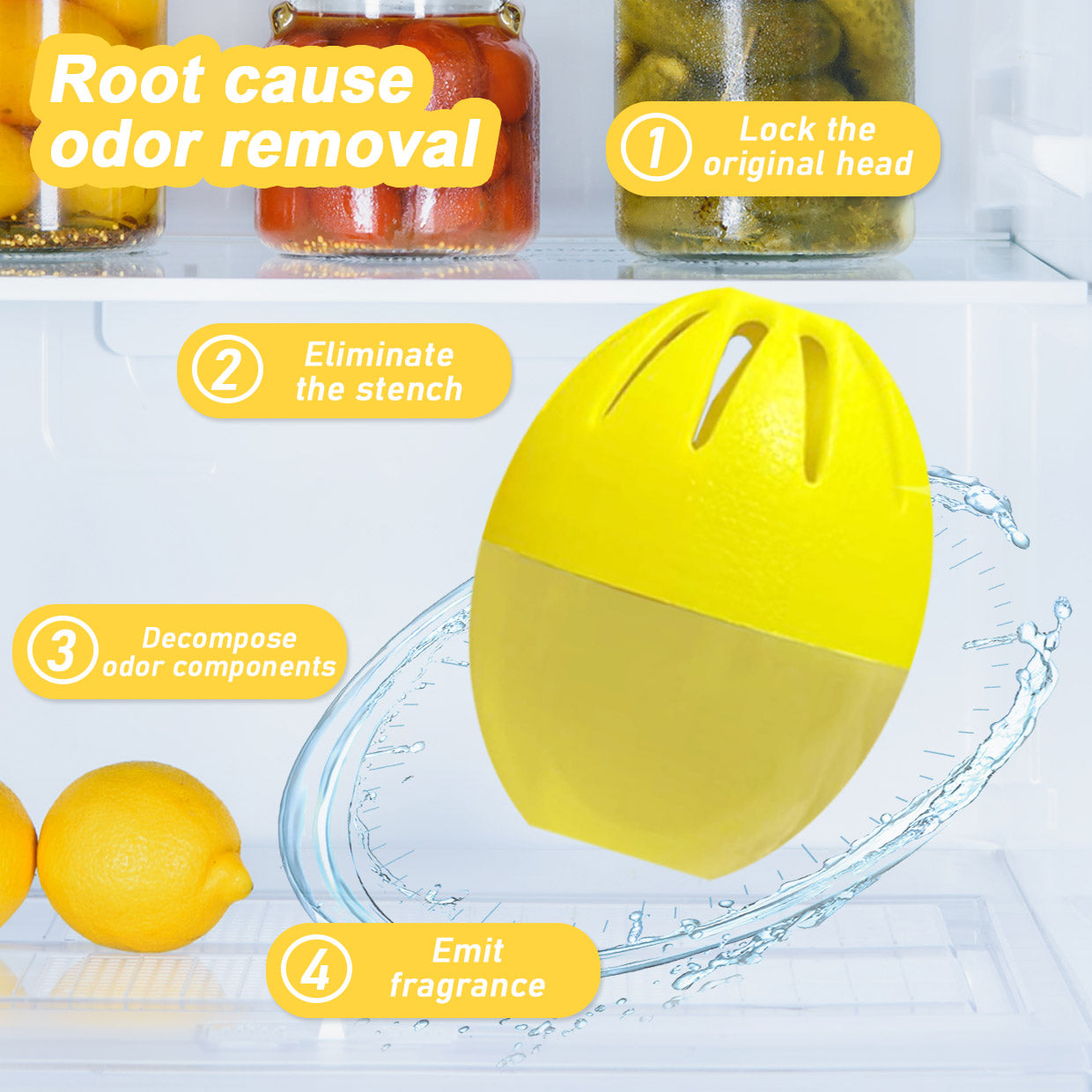HerbAngel Fridge Deodorizer Balls, Odor Eliminator (4 Pack)
