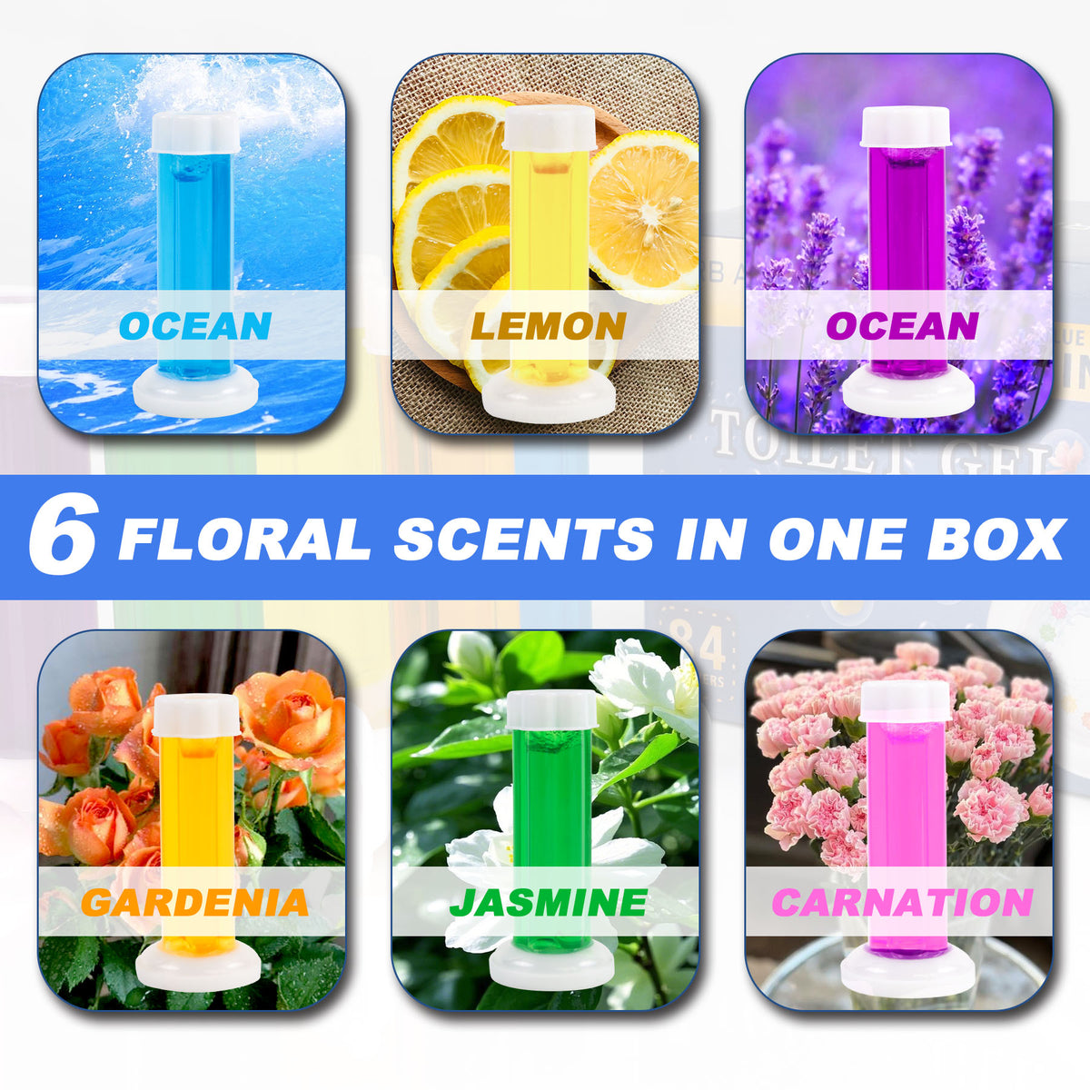 HerbAngel Toilet Gel Discs 6-in-1 (84 Flowers, Multi-Scent)
