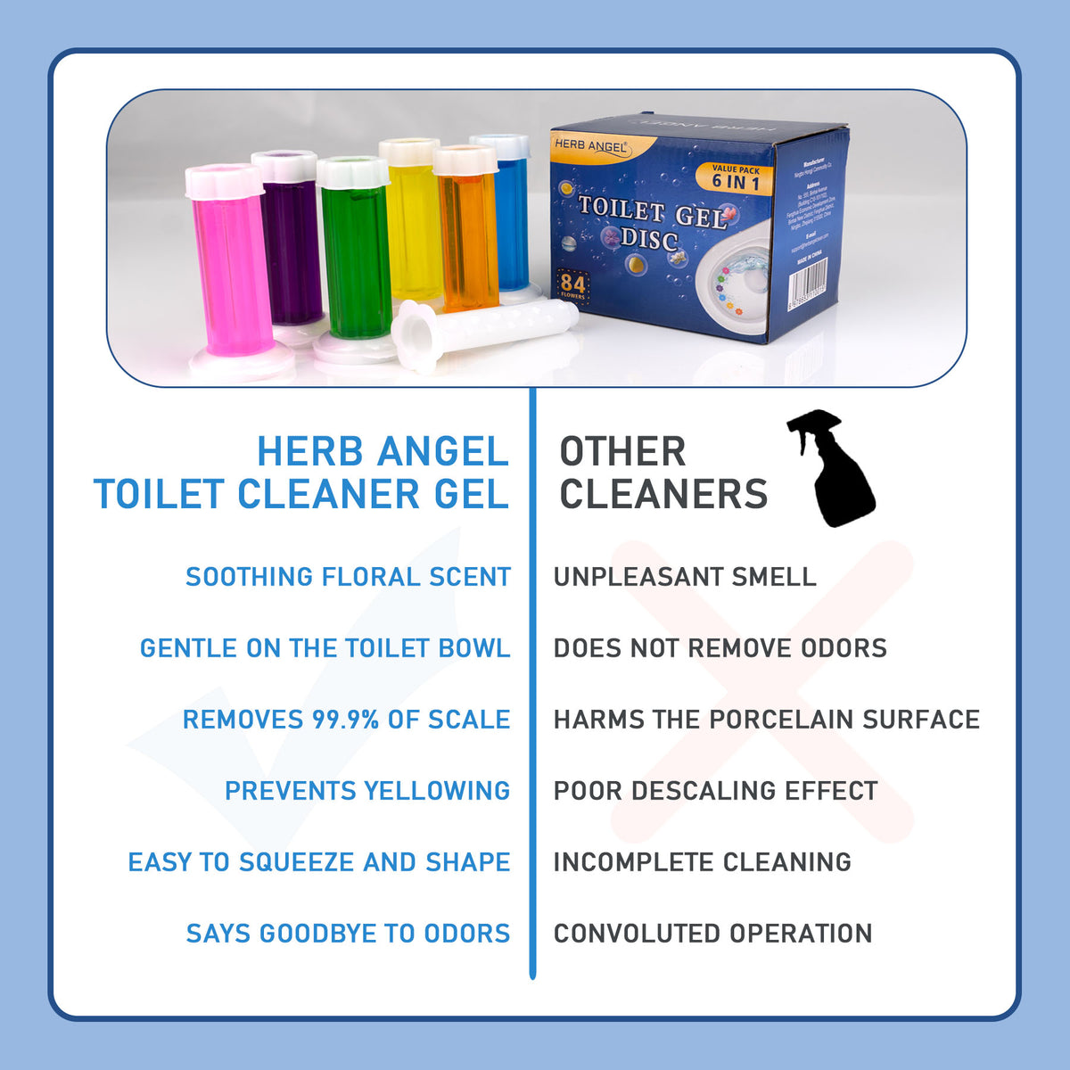 HerbAngel Toilet Gel Discs 6-in-1 (84 Flowers, Multi-Scent)